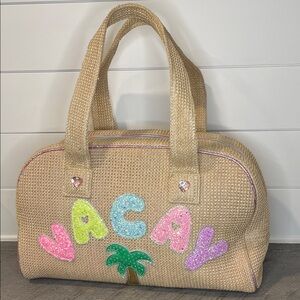 Miss Gwen's - OMG -  "VACAY" Straw Color Block Medium Duffle Bag